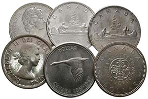 CANADA. Conjunto de 6 monedas de plata de 1 ... 