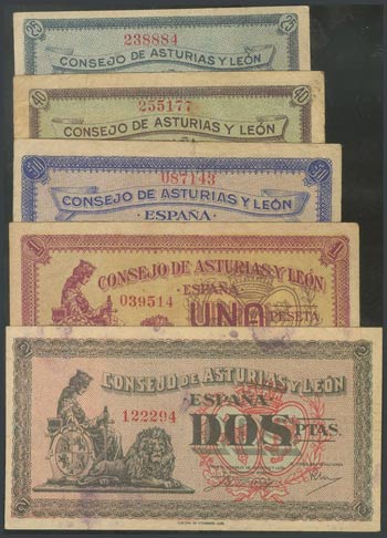 25 Cents, 40 Cents, 50 Cents, 1 Peseta and 2 ... 