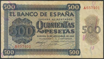 500 pesetas. November 21, 1936. Series A. ... 