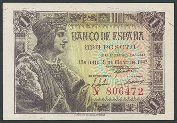 1 peseta. May 21, 1943. Series N, last ... 