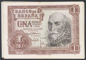 Set of 7 1 Peseta notes issued on July 22, ... 
