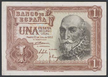 1 peseta. July 22, 1953. Series T. (Edifil ... 