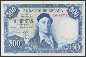 500 pesetas. July 22, 1954. Series S. ... 