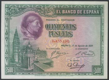 500 pesetas. August 15, 1928. Without ... 