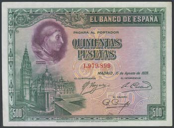 500 pesetas. August 15, 1928. Without ... 