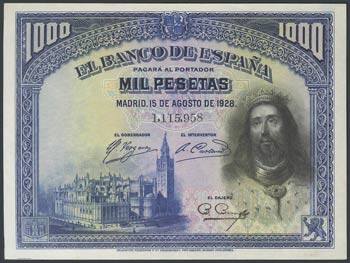 1000 Pesetas. August 15, 1928. Without ... 