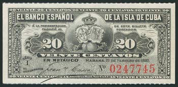 CUBA. 20 cents. February 15, 1897. Series I. ... 