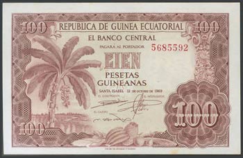 EQUATORIAL GUINEA. 100 Pesetas. October 12, ... 