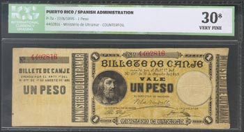 PUERTO RICO. 1 Peso. 17 de Agosto de 1895. ... 