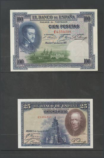 Set of 19 Bank of Spain notes issued on ... 
