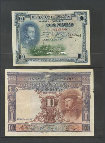Set of 16 Bank of Spain notes issued on ... 