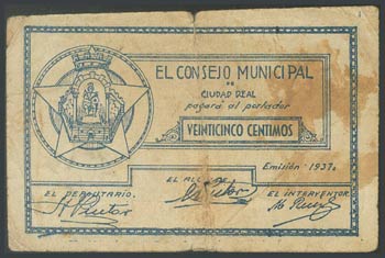 CIUDAD REAL. 25 Céntimos. 1937. (González: ... 