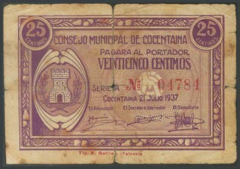 COCENTAINA (ALICANTE). 25 cents. July 21, ... 