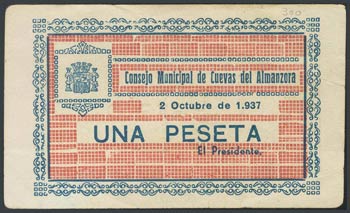 CUEVAS DEL ALMANZORA (ALMERIA). 1 Peseta. 2 ... 