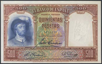 500 pesetas. April 25, 1931. Without series. ... 