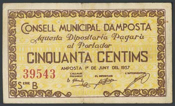AMPOSTA (TARRAGONA). 50 Cents. June 1, 1937. ... 