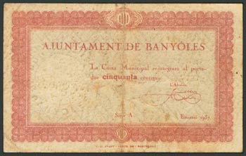 BANYOLES (GERONA). 50 Cents. 1937. ... 