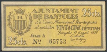 BANYOLES (GERONA). 25 cents. August 17, ... 