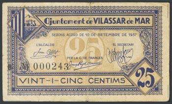 VILASSAR DE MAR (BARCELONA). 25 Céntimos. ... 