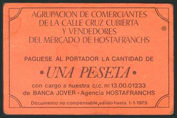 BARCELONA (1978). Vale de 1 Peseta de la ... 