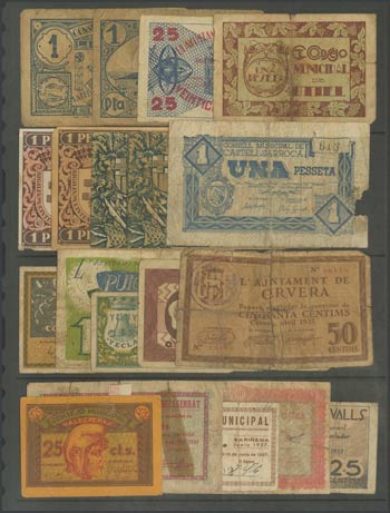 CIVIL WAR. Set of 19 banknotes from various ... 