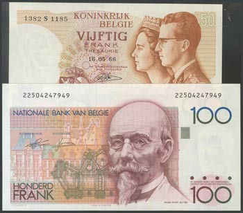 BELGIUM. Set of 2 different notes. About ... 