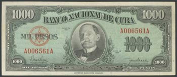 CUBA. 1000 pesos. 1950. Series AA. (Pick: ... 
