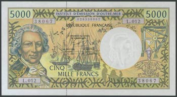 FRENCH PACIFIC TERRITORIES. 5000 Francs. ... 