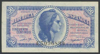 50 Céntimos. 1937. Serie C, última serie ... 