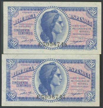 50 Céntimos. 1937. Pareja ... 