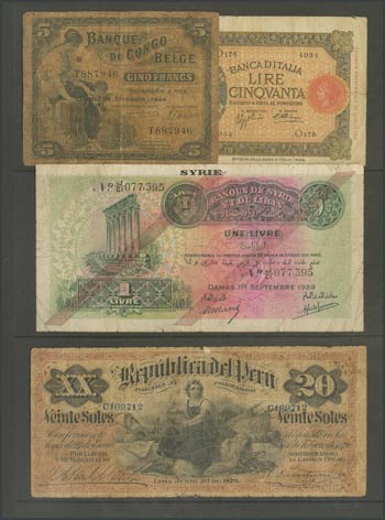 Set of 13 foreign banknotes from different ... 