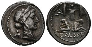 JULIUS CAESAR. Denarius. (Ar. 3.92g \/ ... 