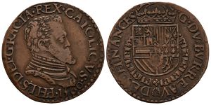 FELIPE II (1556-1598). Jetón. (Ae. ... 