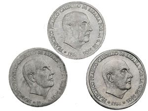 Set of 3 coins of 50 Cents of the year 1966 ... 