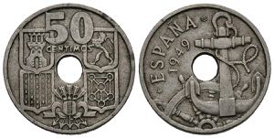 SPANISH STATE. 50 Cents. (CuNi. 3.72g \/ ... 
