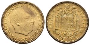 SPANISH STATE (1936-1975). 1 peseta. (AlCu. ... 