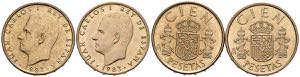 JUAN CARLOS I (1975-2014). Set of 2 coins of ... 