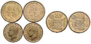CONTEMPORARY. Set of 4 coins of 100 and 500 ... 