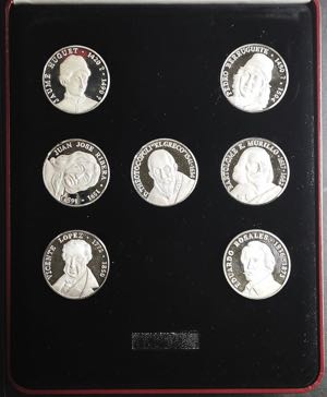 Collection consisting of 7 square silver ... 
