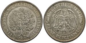GERMANY, Republic of Weimar. 5 Mark (Ar. ... 