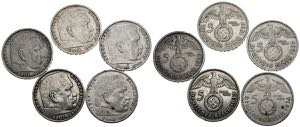 GERMANY. Set of 5 pieces of silver with a ... 
