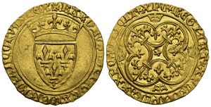 FRANCIA, Carlos VI (1380-1422). 1 Ecu. (Au. ... 