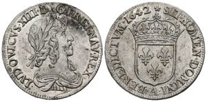 FRANCE, Louis XIII (1610-1643). 1\/4 Ecu. ... 