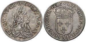 FRANCE, Louis XIII (1610-1643). 1\/2 Ecu. ... 