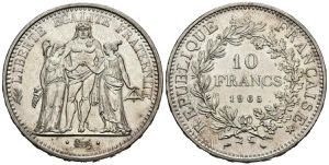 FRANCIA. 10 Francs. (Ar. 25,01g/37mm). 1965. ... 