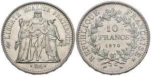 FRANCIA. 10 Francs. (Ar. 24,94g/37mm). 1970. ... 