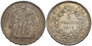 FRANCIA, III República. 5 Francs. (Ar. ... 