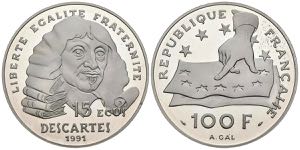 FRANCE. 100 Francs-15 ECU. (Ar. 22.19 \/ ... 
