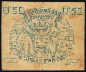 MURCIA. 50 cents. (1938ca). Series B. ... 