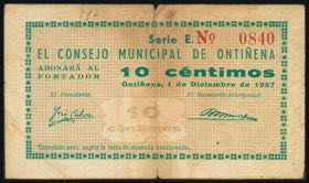 ONTIÑENA (HUESCA). 10 Céntimos. 1 de ... 